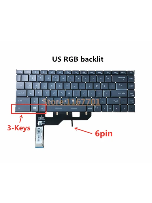 HANBBKPT Клавиатура для MSI Prestige 14 15 Evo с RGB-подсвет, вариант, фото 3