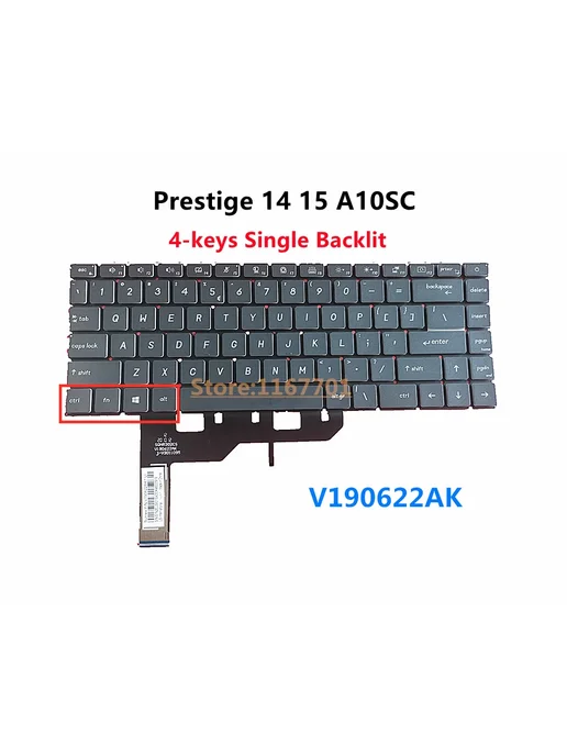 HANBBKPT Клавиатура для MSI Prestige 14 15 Evo с RGB-подсвет, вариант, фото 5
