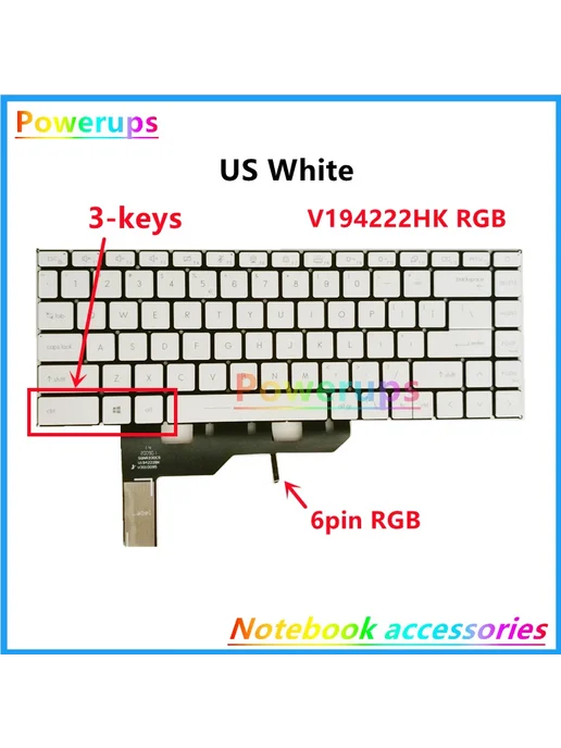 HANBBKPT Клавиатура для MSI Prestige 14 15 Evo с RGB-подсвет, вариант, фото 7