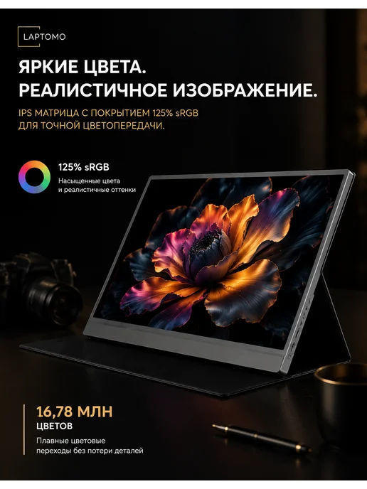 LAPTOMO Портативный монитор 156FC, 15,6 для ноутбука и компьютера, вариант, фото 5