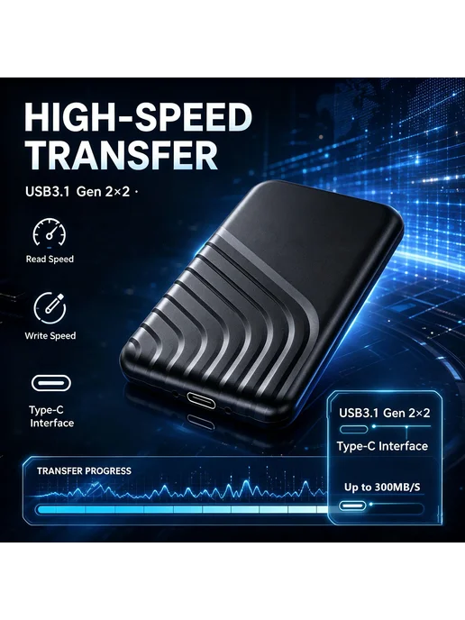 Нет бренда Портативный SSD USB3.1 1 8 ТБ черный красный синий Красный, 8 ТБ, фото 4