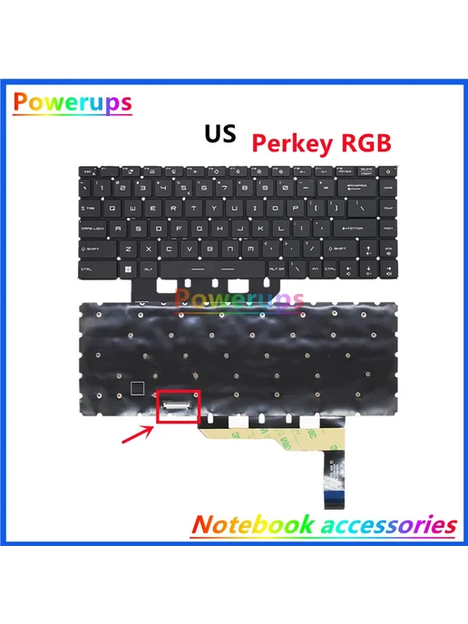 HANBBKPT Клавиатура для MSI Prestige 14 15 RGB монохромная Ч, черный, фото 3
