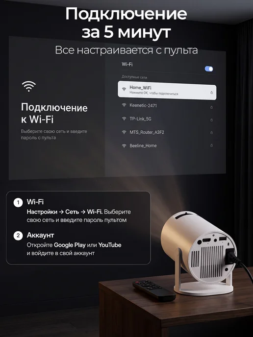 AltairStore Мини проектор для фильмов домашний кинотеатр, белый, фото 5