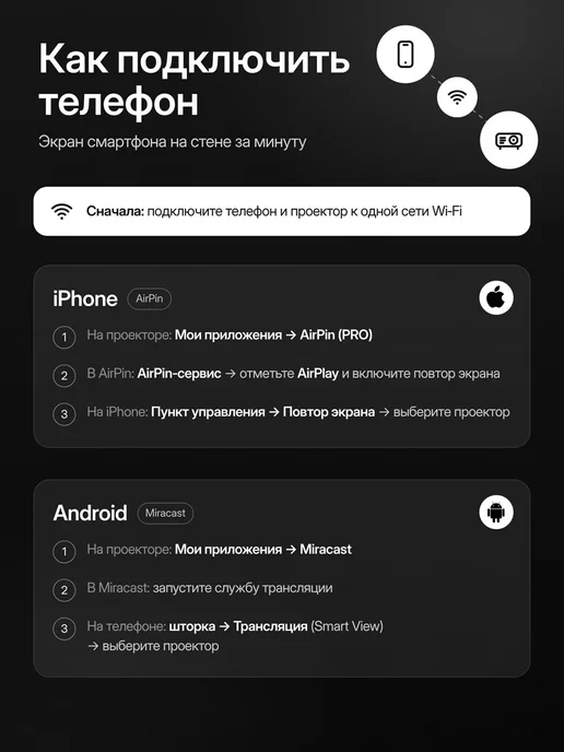AltairStore Мини проектор для фильмов домашний кинотеатр, белый, фото 7