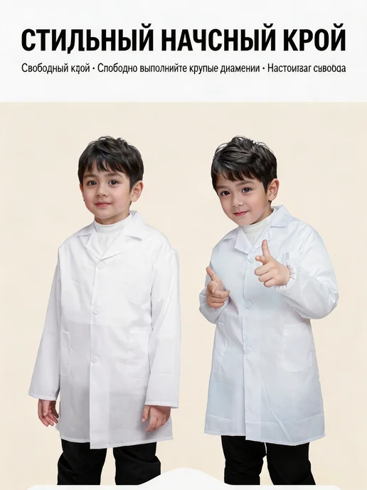 халат для трудов для мальчика,белый, белый, фото 4