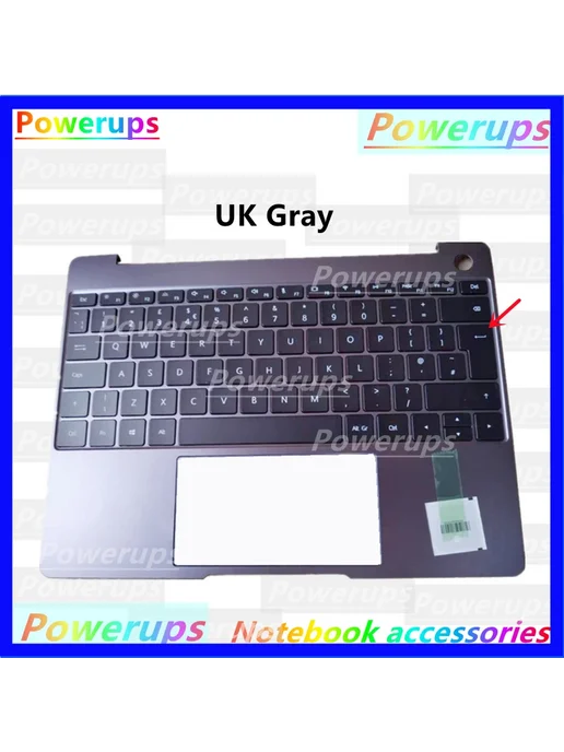 HANBBKPT Клавиатура с подсветкой для Huawei MateBook 13 2020, серый, фото 6