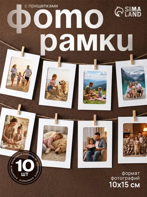 Keep memories Фоторамка коллаж на стену на прищепках 10шт, 10 шт