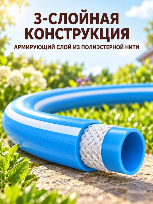 GT Шланг поливочный садовый армированный ТЭП 1 2 35 м, 35 м, фото 8