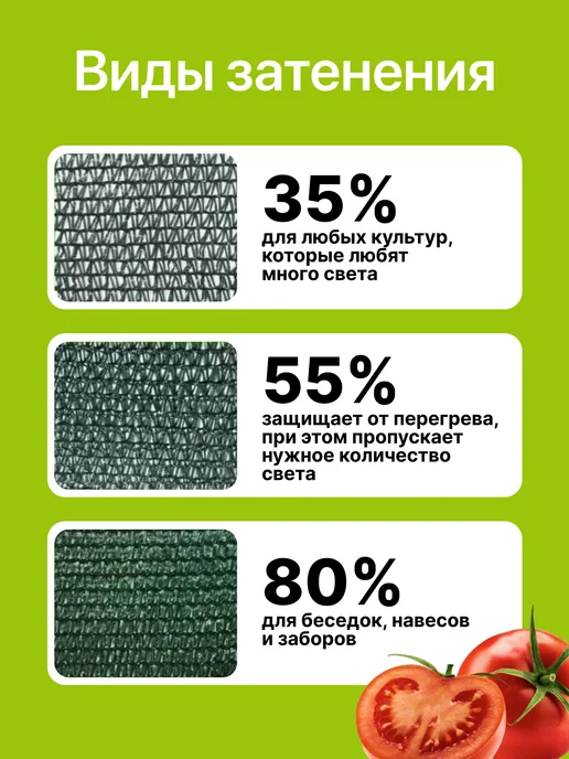 Сетка затеняющая для теплицы защитная 35% 6х5, вариант, фото 2