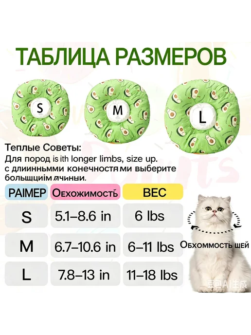 Ветеринарный мягкий защитный ошейник для кошек и собак S с, вариант, фото 3