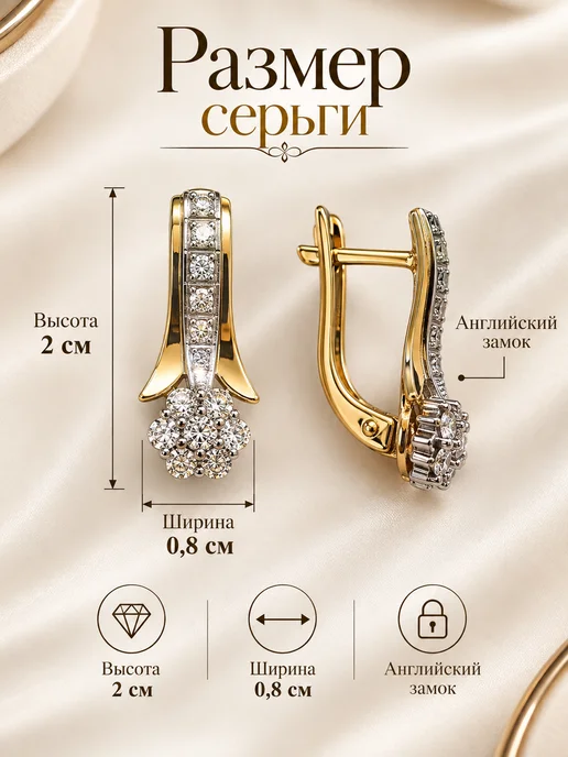 Комплект серьги кольцо кулон длинные с фианитами, вариант, фото 2