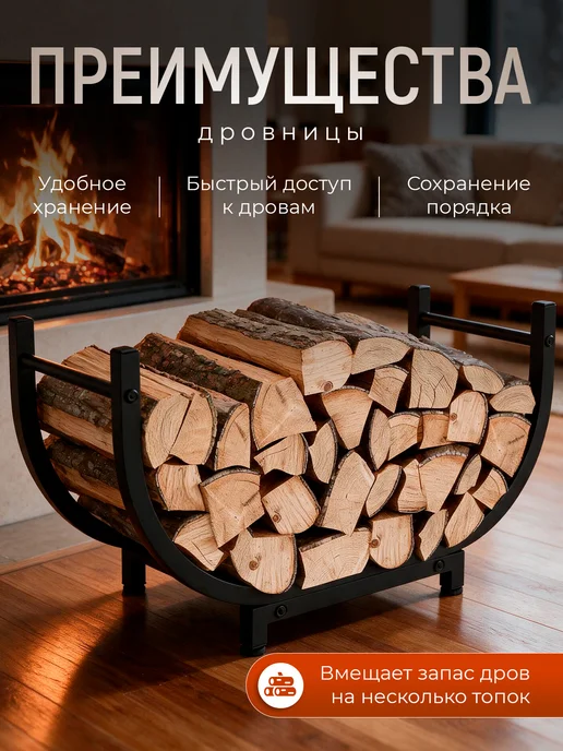 Дровница для бани или камина металлическая, черный, фото 2