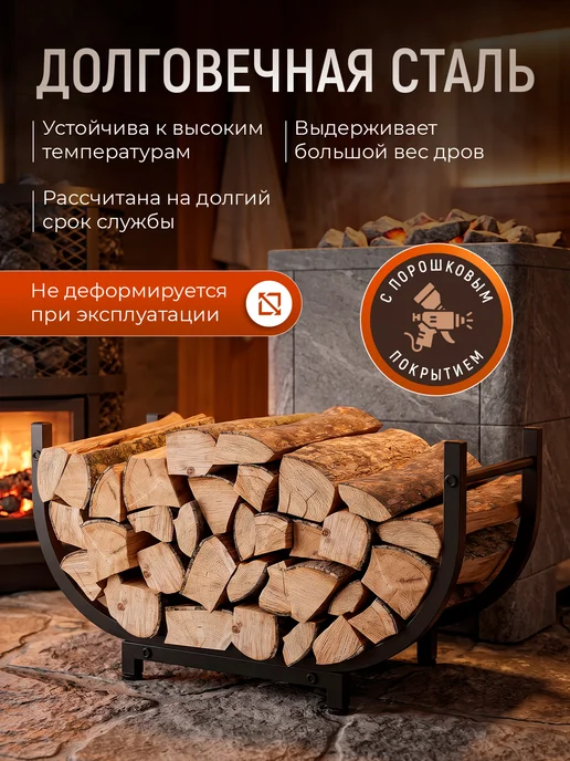 Дровница для бани или камина металлическая, черный, фото 3