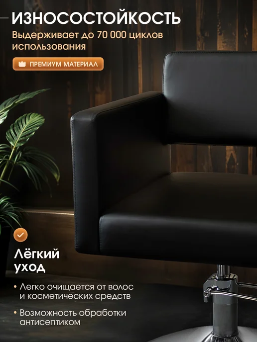 Кресло парикмахерское, гидравлика, диск, черное, черный, фото 5
