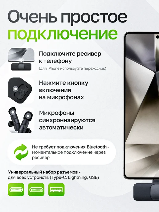 Микрофон петличный беспроводной для iPhone и Android 2шт, 2 шт, фото 4
