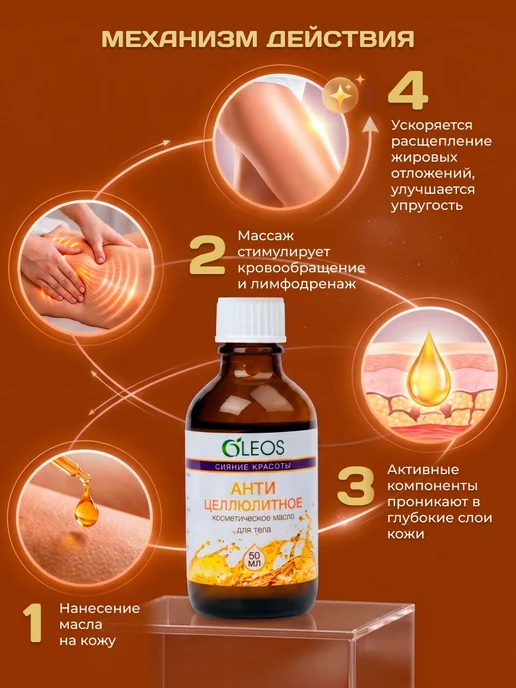 Масло для массажа антицеллюлитное, 50 мл, 50 мл, фото 3