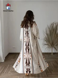 Парео женское из вискозы бежевое с вырезом