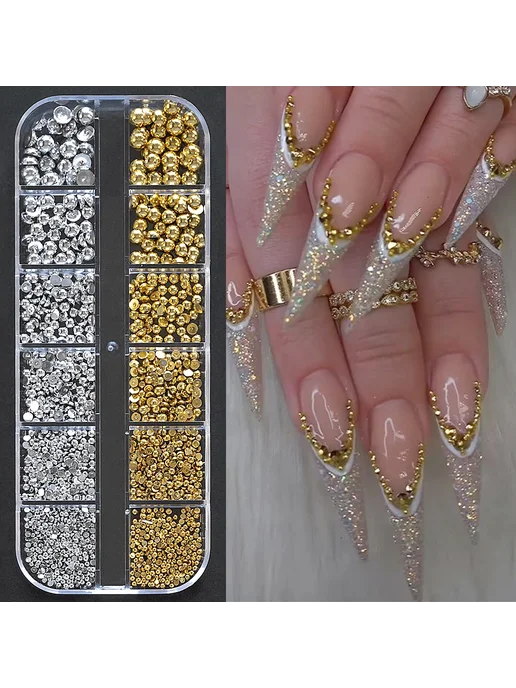 Mafanails Набор для дизайна ногтей PH197, 12 Grids, золото, золотой