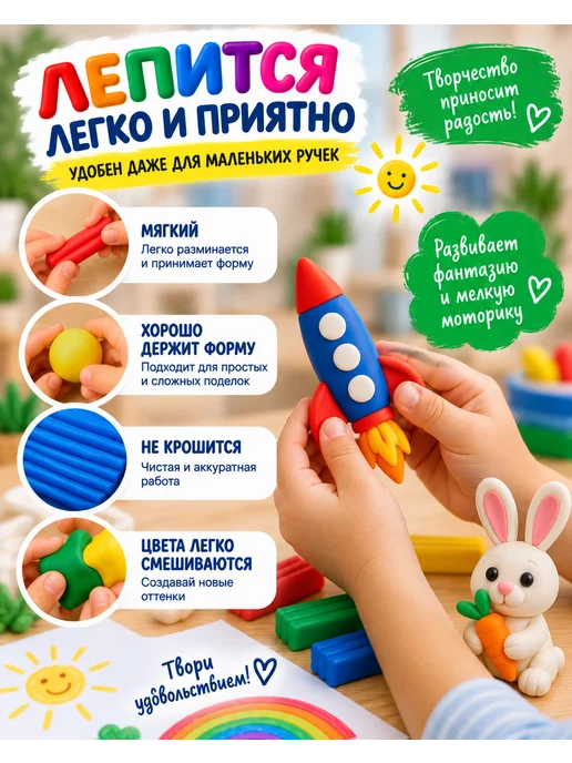 Пластилин для школы 6 цветов, 6 цв., фото 6