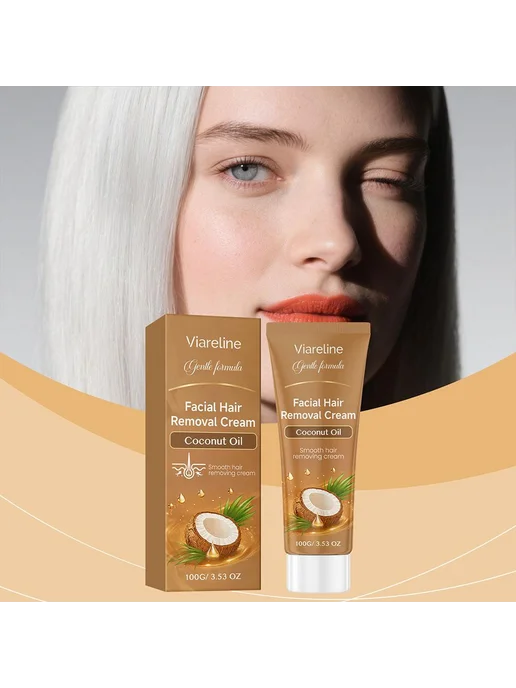 Viareline крем от волос для лица с кокосовым маслом 100г, 100 г, фото 3