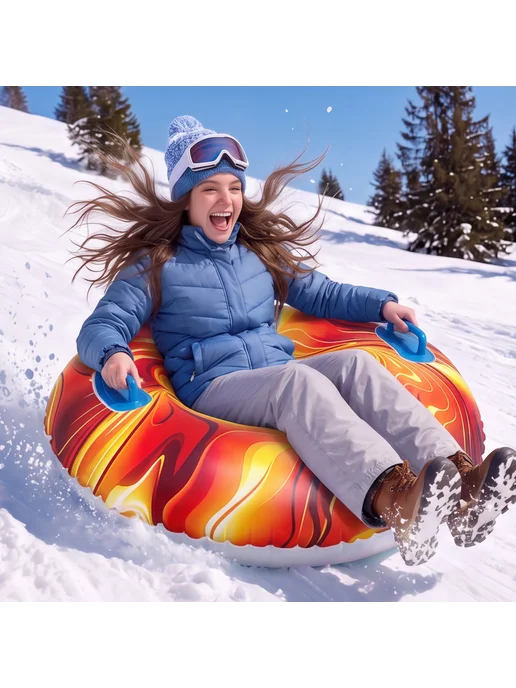 Надувной санки-ватрушка для снега 80 см PVC (синий снежинка), Улица-200 Outdoor Inflatable Snow, фото 5