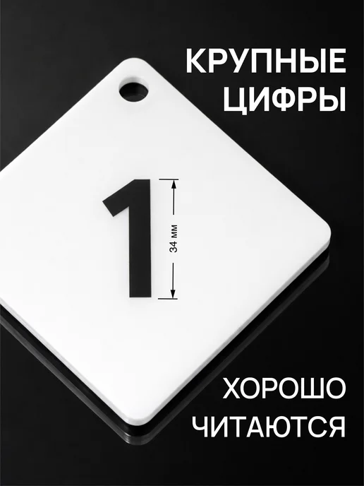 Белые акриловые номерки 1–12 для шкафчиков и камер хранения, белый, фото 5