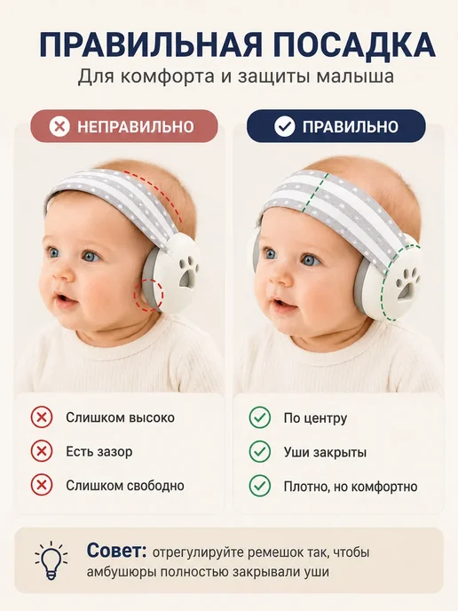 Детские защитные наушники от шума 0-4 лет SNR 24 дБ, белый, фото 6