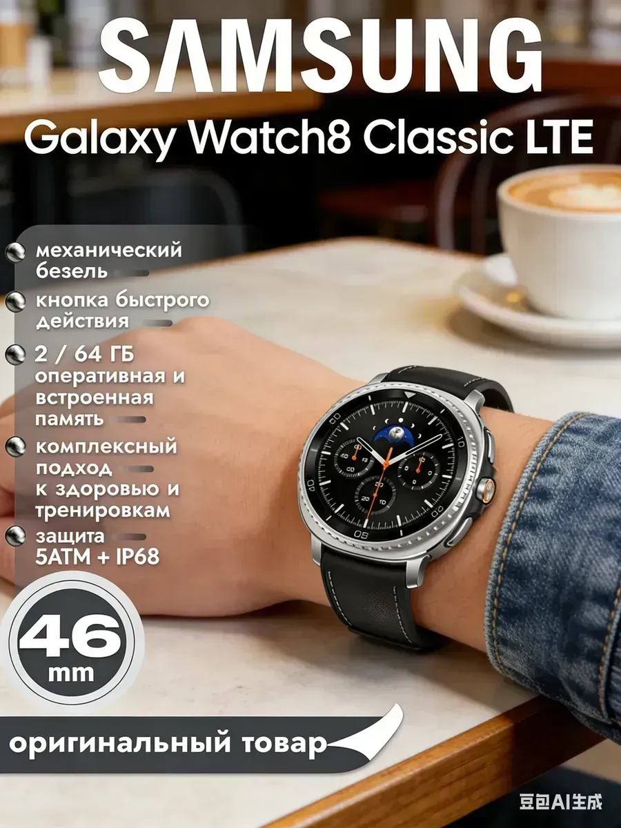 Samsung Смарт-часы Galaxy Watch 8 Classic LTE 46 мм, черные