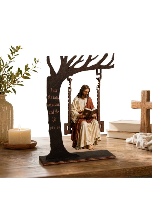 Христианский Jesus-качели из дерева 17,8 см Jesus Bibel, вариант, фото 2