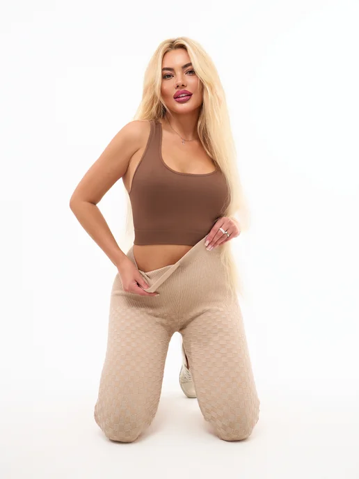 Style body Термошорты из верблюжьей шерсть высокая посадка, бежевый, фото 7