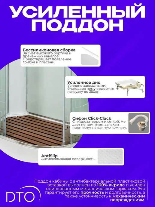 Deto Душевая кабина EM1512LNLED (120х80х208) низкий поддон, 80x208, фото 4