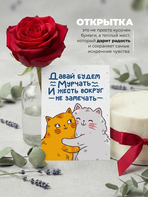 История открыток Смешная открытка любимому с котиком на 14 февраля, вариант, фото 3