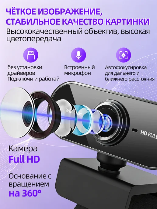 Веб-камера с встроенным микрофоном FullHd, вариант, фото 2