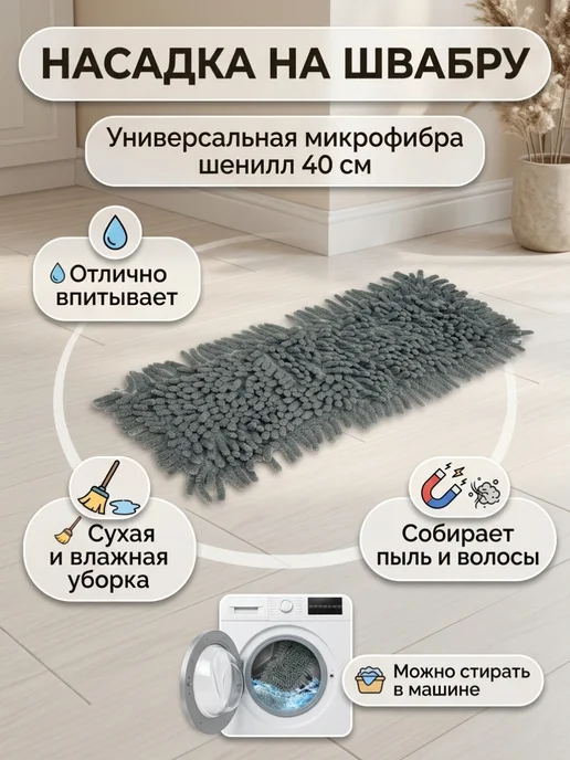 ТриАк HOME Насадка для швабры 40*10 см МОП, вариант