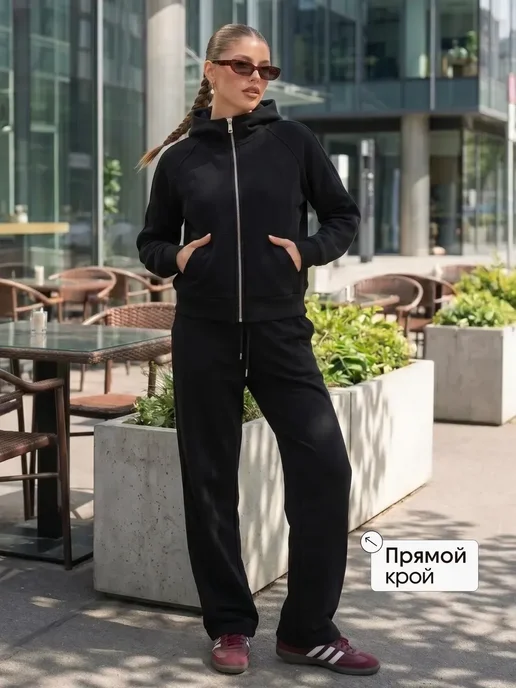 МИАЛИАКИ Костюм спортивный на молнии с капюшоном, черный, фото 3