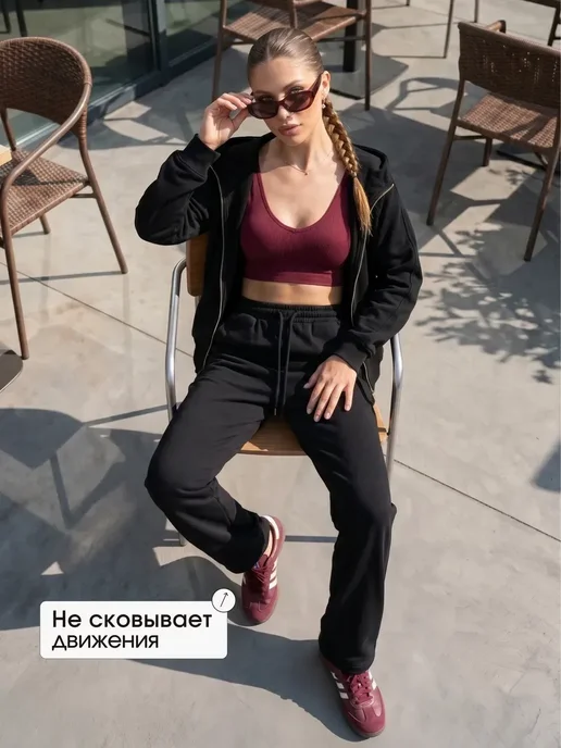 МИАЛИАКИ Костюм спортивный на молнии с капюшоном, черный, фото 5