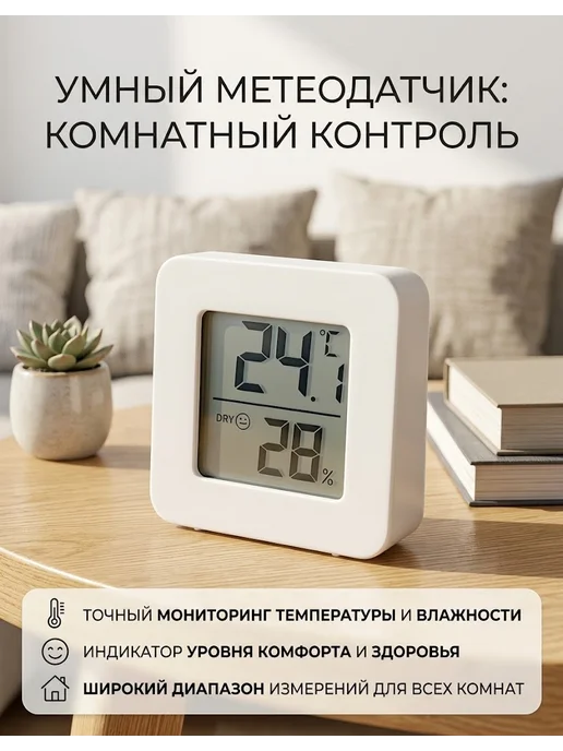 MI Термометр комнатный электронный с гигрометром белый, белый, фото 5