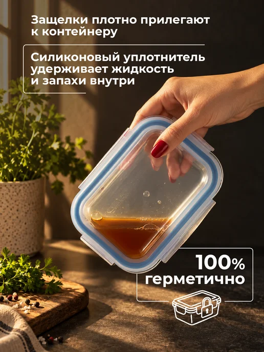HITT Контейнер для еды стекло, герметичный с крышкой, набор 2 шт, 12 шт, фото 5