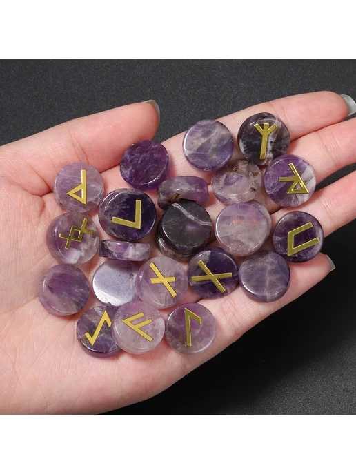 Руны из аметиста, 25 шт, диам. 16 мм, 25 шт, фото 6