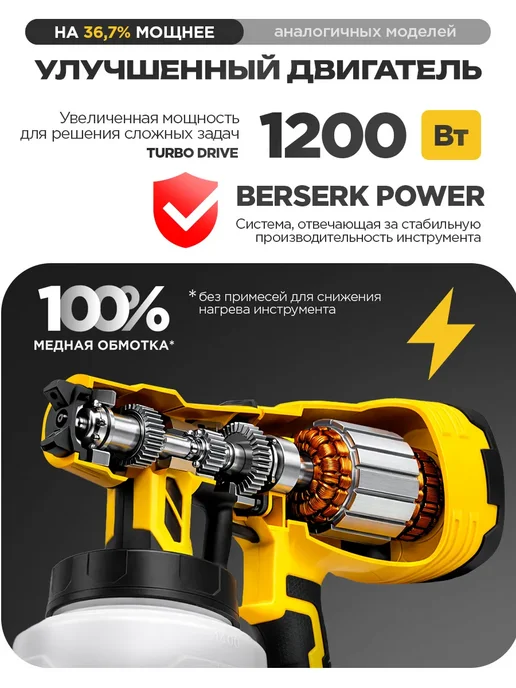HORDER Краскопульт электрический сетевой 1200 Вт, вариант, фото 2