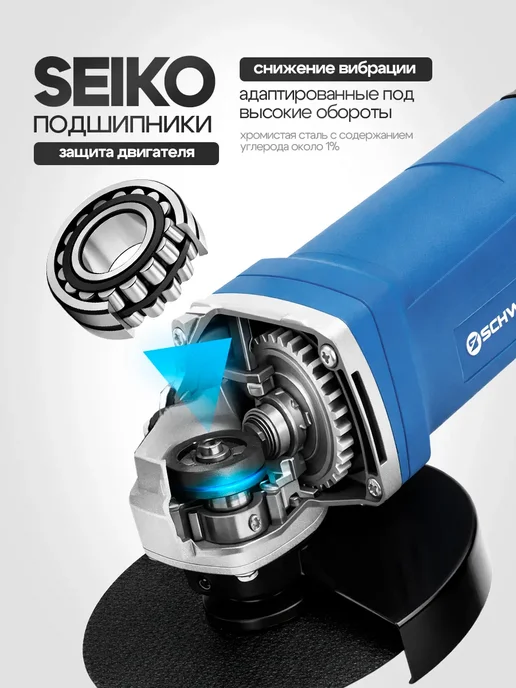 SCHWARZ Болгарка электрическая 125 мм с регулировкой оборотов, вариант, фото 6