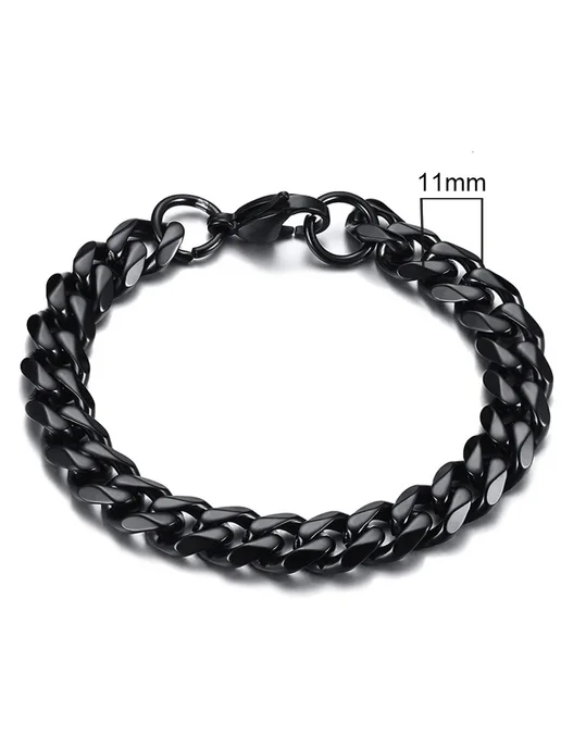 Браслет мужской Vnox, 23 см, черный, 11mm, черный