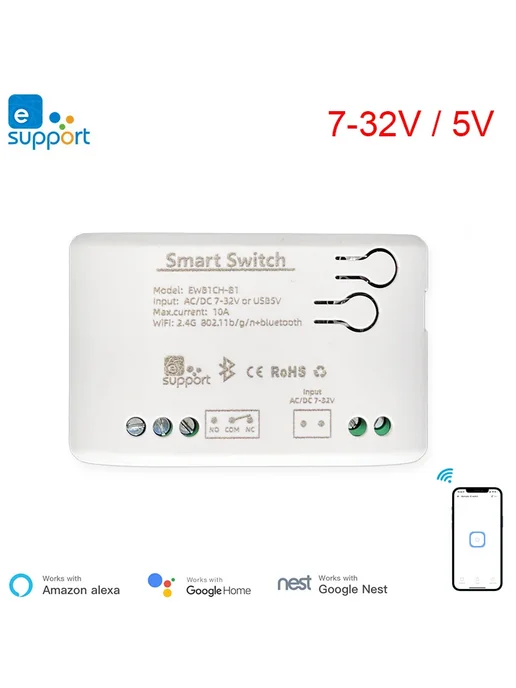 Нет бренда Wi-Fi модуль умного выключателя mumubiz 85-250V, 7-32V