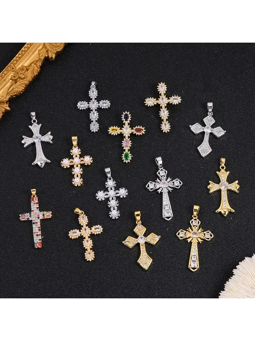 Juya Крест подвеска серебряного цвета, White Gold, белый, фото 2