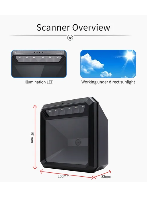 YK&SCAN Сканер штрих-кода MP7000 Красный, MP7000-USB-Cable, красный, фото 5
