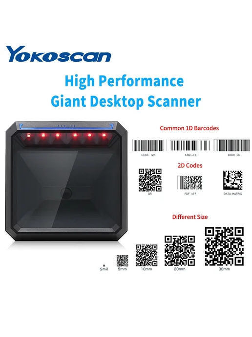 YK&SCAN Сканер штрих-кода MP7000 Красный, MP7000-USB-Cable, черный, фото 2