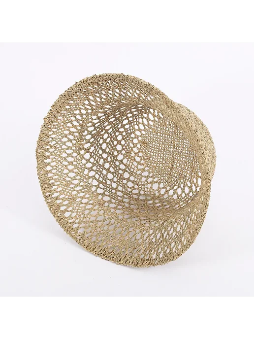 WZRYTTL Соломенная шляпа женская черная 12cm, бежевый, фото 5