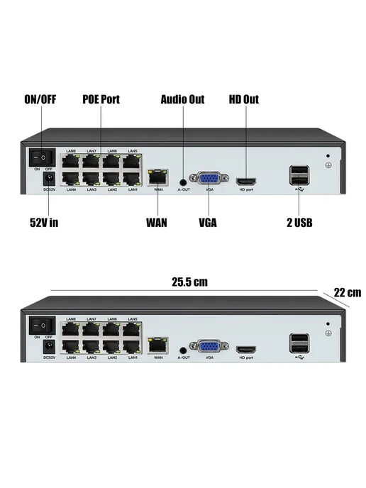 USAFEQLO Сеть видеорегистратор PoE 8 каналов 12 Мп 4 канала, вариант, фото 2