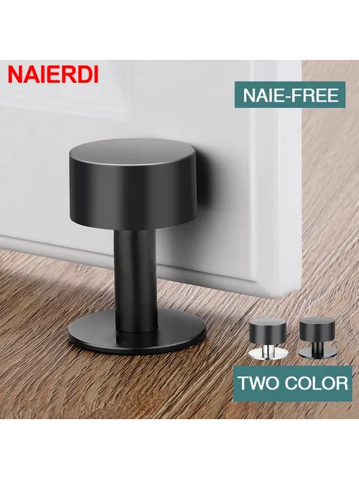 NAIERDI дверной стопор из нержавеющей стали Black 80mm, черный, фото 2