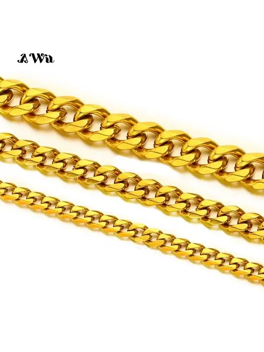 Awit Серебряная кубинская цепочка из нержавеющей стали 18inch 45c, серебристый, фото 3